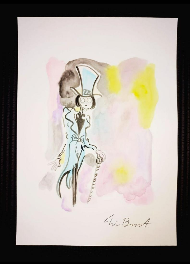 Tim Burton , drawing hand signed (1 of 2)