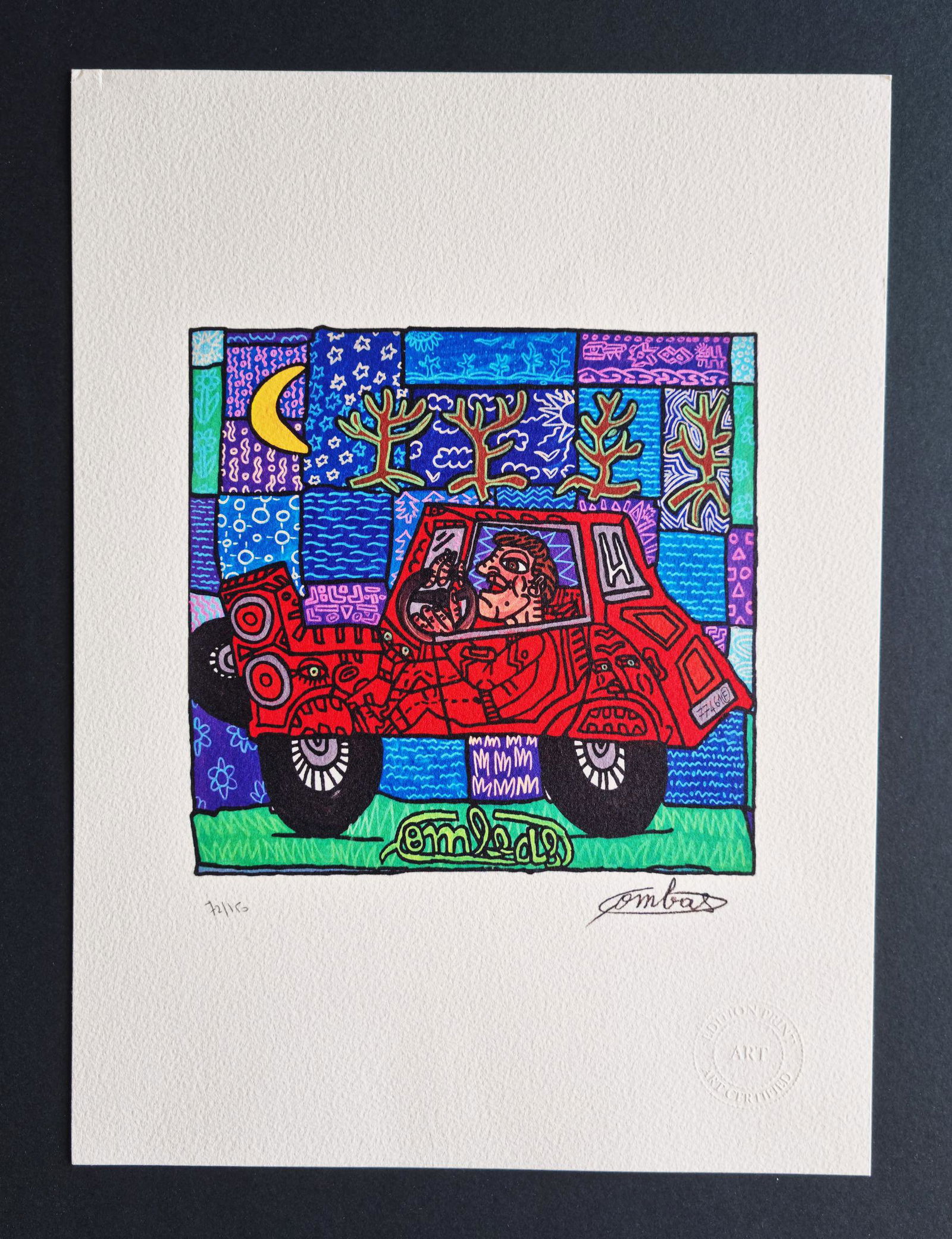 Robert Combas ,LITHOGRAPHIE SIGNED ,COA: Signature in the plate and numbered / 150 .Robert Combas , lithograph on Arches paper.Dry pad.Comes with edition certificate.Dimension cm. 38 x 28 cm.COA.