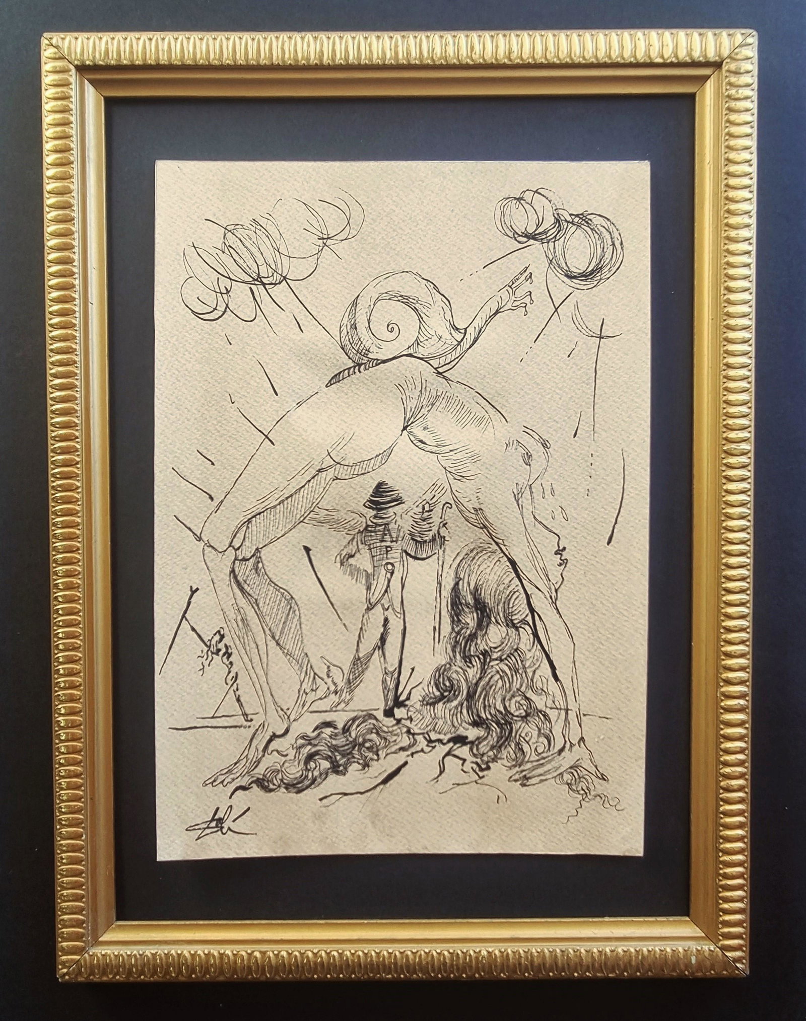 Salvador Dali drawing signed by hand (1 of 2)