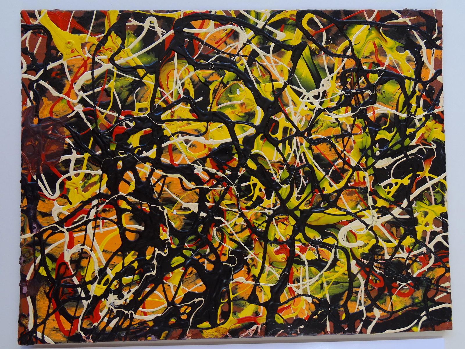 Jackson Pollock: Jakson Pollock, attributed, painting, ca 30x22cm, Pollock was an American painter and a major figure in the abstract expressionist movement. He was widely noticed for his "drip technique" of pouring o