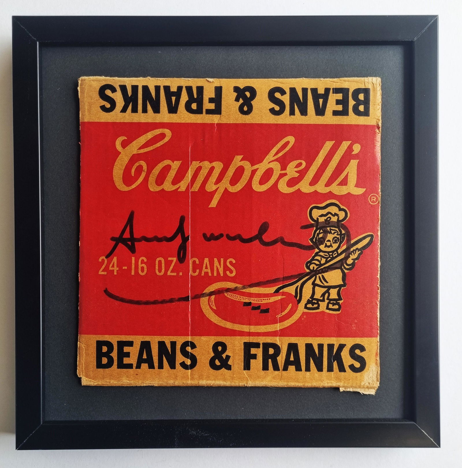 Andy Warhol beautiful Vintage campbell's fragment box hand signed beans & franks (1 of 2)