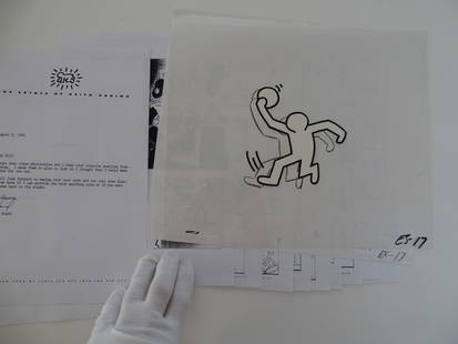 Keith Haring - Original drawing, hand painted: Original hand-painted and hand inked production animation cel trial proofs of figures from the Sesame street animated segment, authentic hand-painted.This is an authentic hand-painted animation cel cr