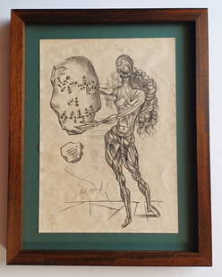 Salvador Dali drawing signed by hand: Drawing attributed to Salvador Dali , measures 29,2 x 21 cm . Framed. 39,5 x 31 cm. It does not have a certificate of authenticity