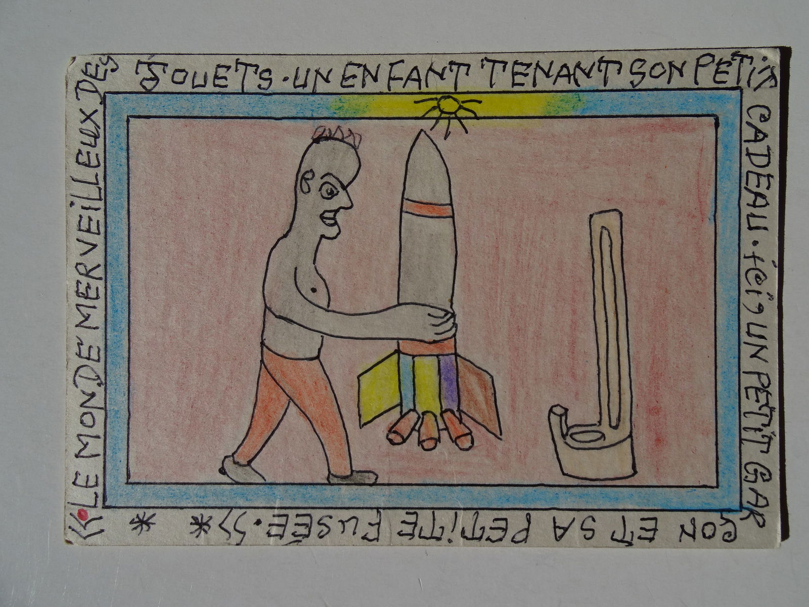 Frederic Bruly Bouabre, drawing, hand signed and dated, MoMa Artist: Frederic Bruly Boubre, drawing, hand signed and dated, MoMa Artist. Ink and colour pencils on cardboard, ca 17x13cm. Frederic Bruly is an Ivorian poet and artist, he also invented a specific African w