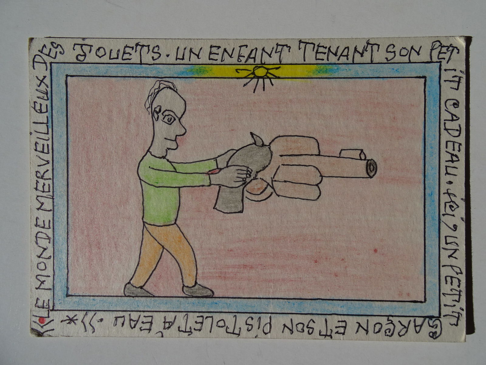 Frederic Bruly Bouabre, drawing, hand signed and dated, MoMa Artist: Frederic Bruly Boubre, drawing, hand signed and dated, MoMa Artist. Ink and colour pencils on cardboard, ca 17x13cm. Frederic Bruly is an Ivorian poet and artist, he also invented a specific African w