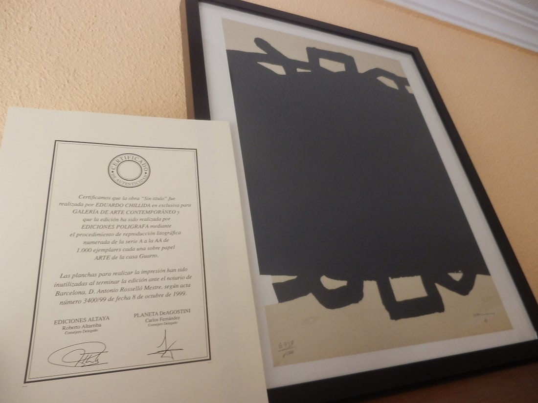 EDUARDO CHILLIDA + COA, 1999, Signed, Lithograph (1 of 4)