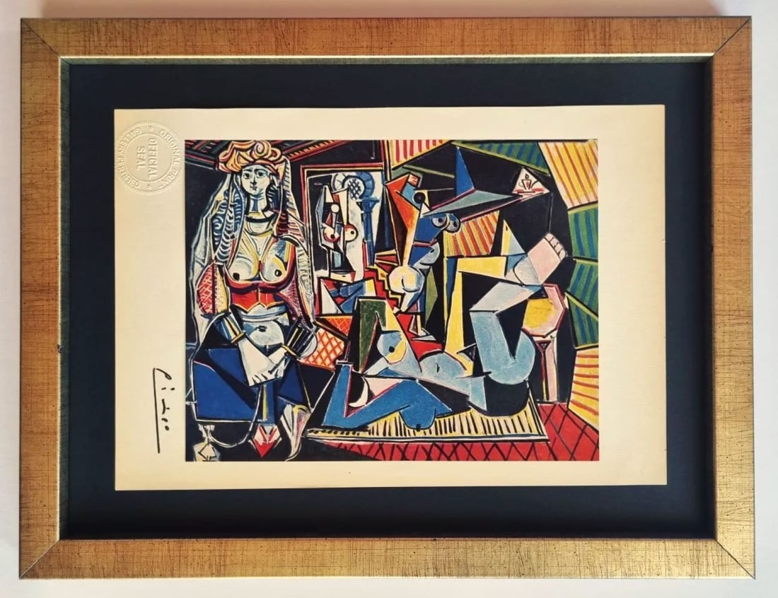 Pablo Picasso -COA- Woman Of Algiers, Portrait, Hand Tipped Color plate print, Signed (1 of 3)