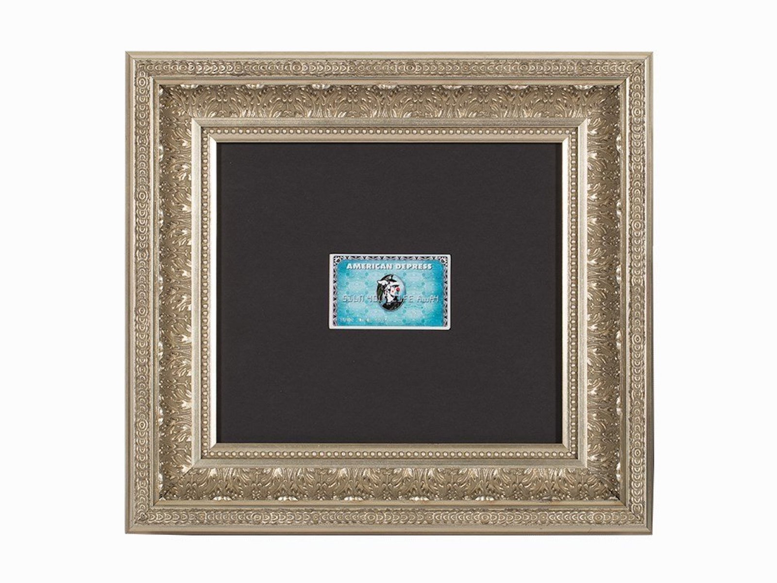 D*Face and Banksy, American Depress, screenprint, 2008: D*Face (BRITISH, 1978)American DepressColor screenprint on perspex2008.Artist's stamp, verso.Dimensions: 2 1/4 x 3 1/5 inches (5.5 x 8.8 cm). Banksy stamp on the back from DismalandA faux American Exp