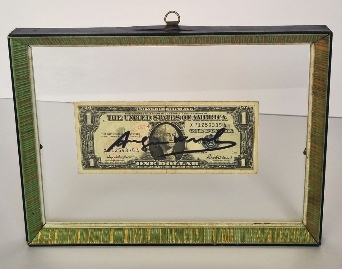 Andy Warhol1 Dollar Bill, Hand Sign,, Certificate of Authenticity (1 of 3)