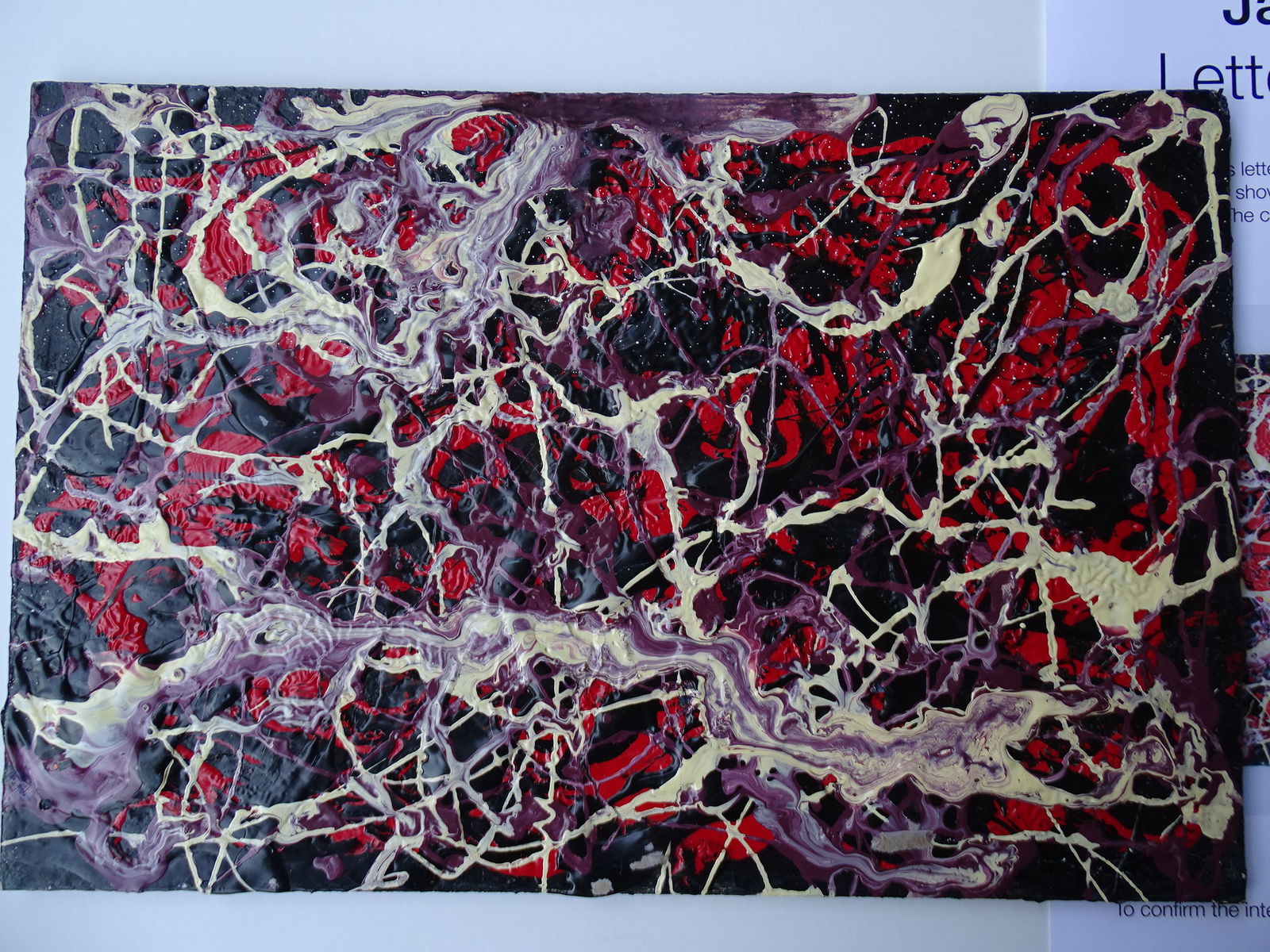 Jackson Pollock: Jakson Pollock, attributed, painting, ca 30x20cm, Pollock was an American painter and a major figure in the abstract expressionist movement. He was widely noticed for his "drip technique" of pouring o