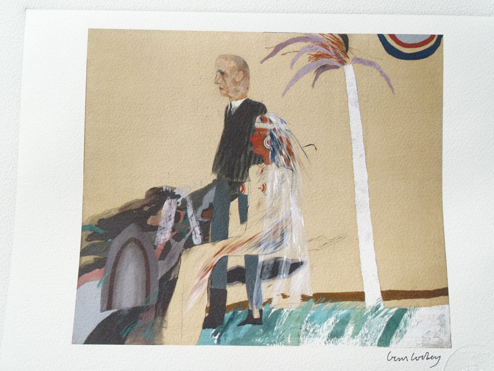 David Hockney: David Hockney, ca 38x28cm, embossed seal, signed in printVery good condition.David Hockney is an English painter, draftsman, printmaker, stage designer, and photographer. As an important contributor t