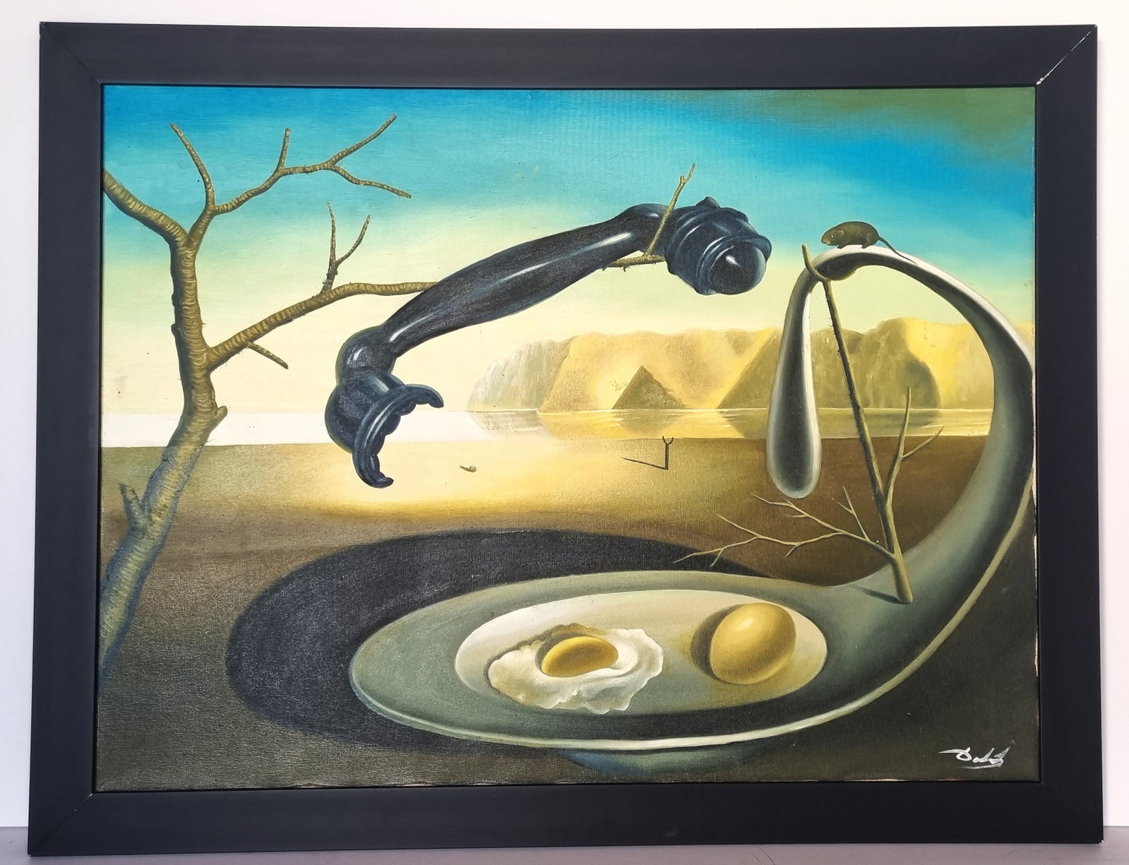 SALVADOR DALI, OIL ON CANVAS.: Salvador Dali, oil on canvas, attributed It does not have a certificate of authenticity .Hand signed.Measurements: 80 x 60 cm.With frame: