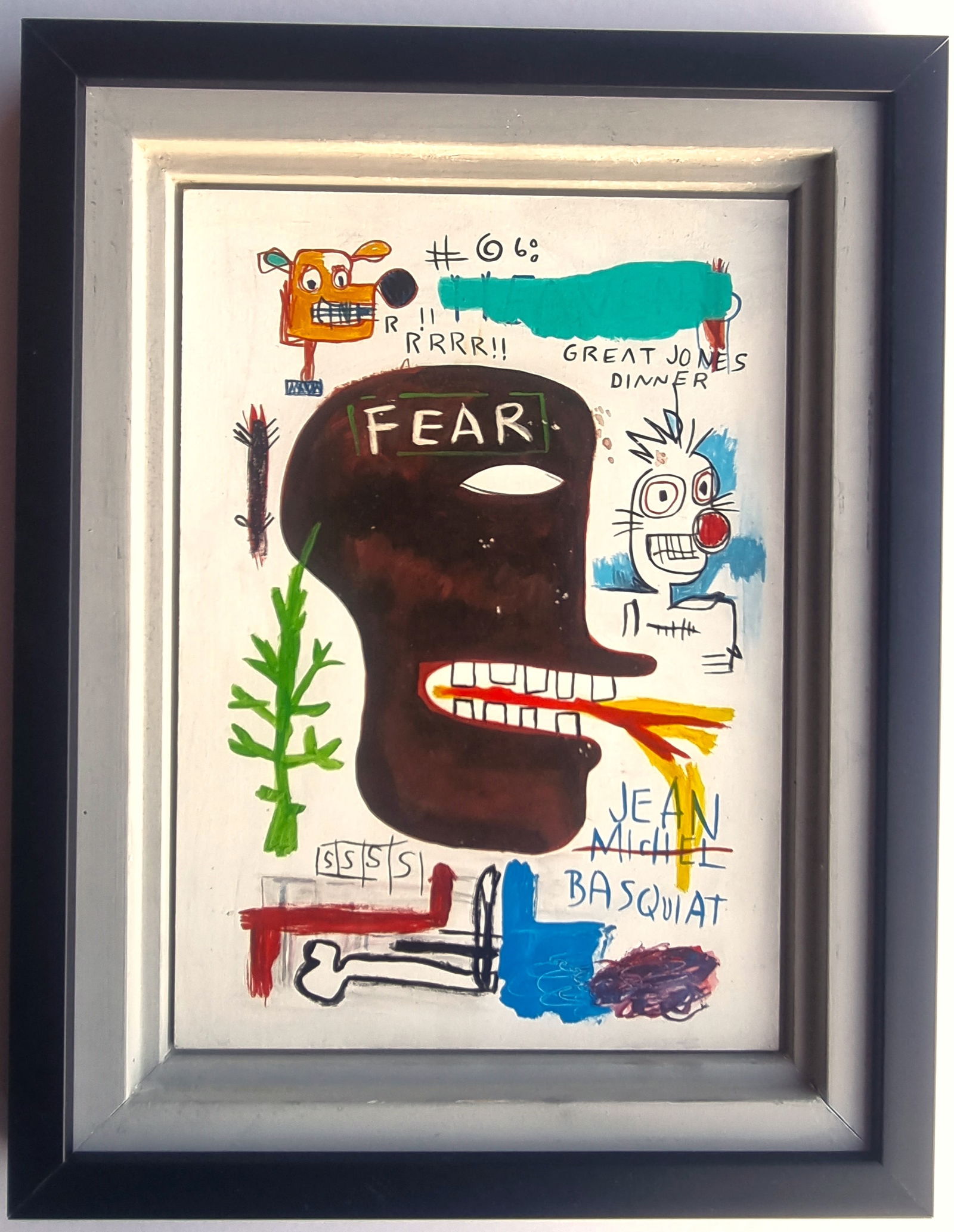 Jean Michel Basquiat, Drawing on  board SIGNED (1 of 3)