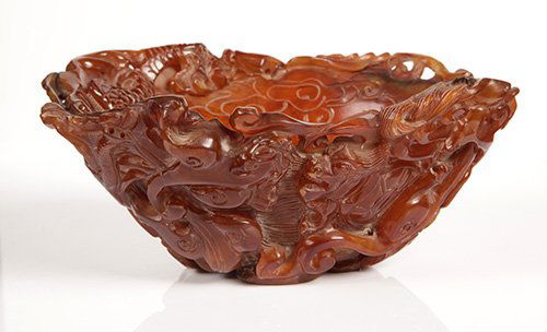 CHINESE HORN CARVED LIBATION CUP, QING DYNASTY 清 (1 of 10)