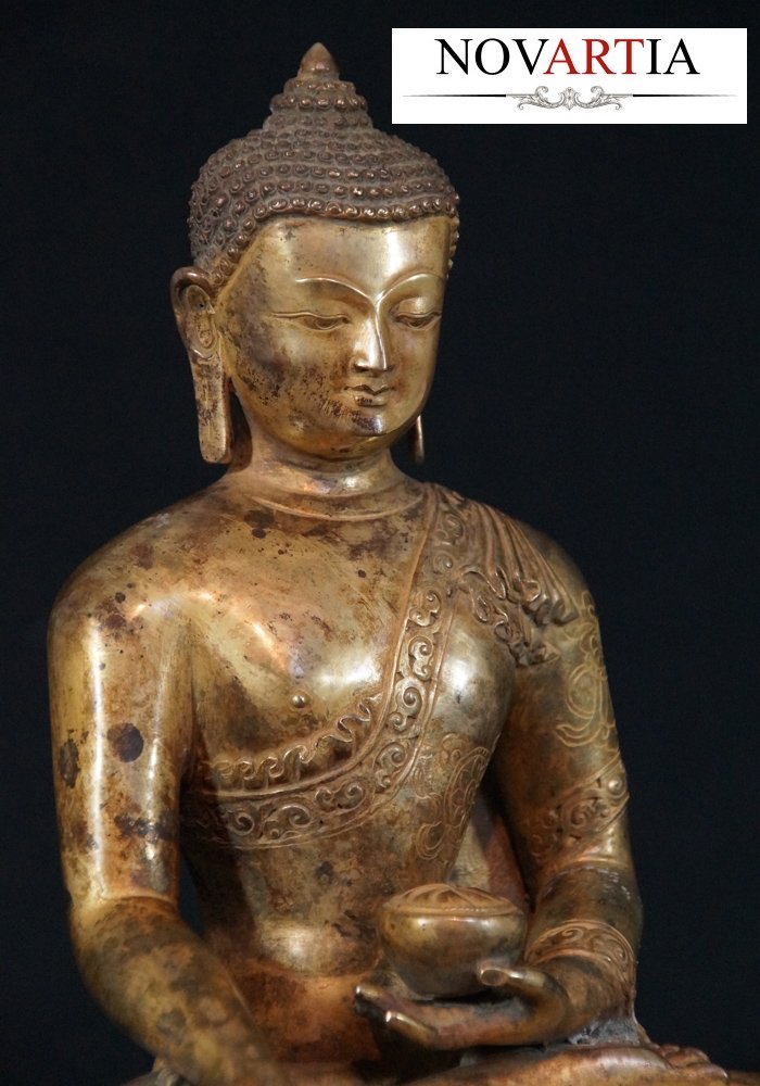 Magnificent Gold Gilt Bronze Seated Medicine Buddha (1 of 10)