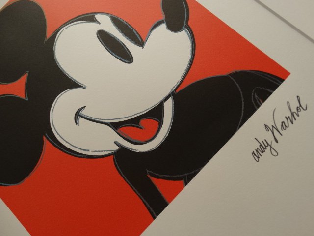 ANDY WARHOL, MICKEY MOUSE: ANDY WARHOL , HAND NUMBERED,LIMITED PLATE SIGNED GRANO-LITHOGRAPH.FROM :1981/1986.PENCIL NUMBERED ON LEFT SIDE / Motive Mounted professionally in acid-free passe-partout (matted for easy framing) 40 x