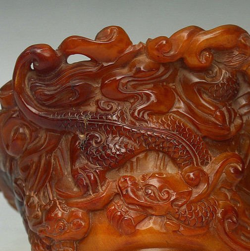 Old China Ox Horn Oxhorn Hand Carved (1 of 8)