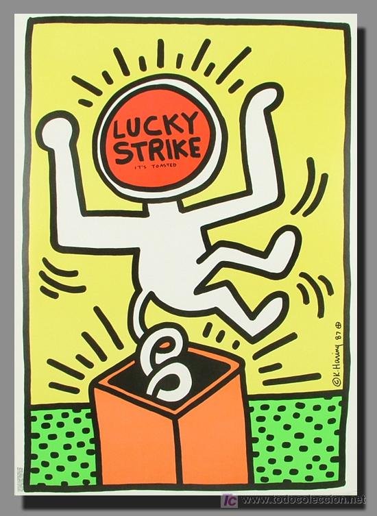 KEITH HARING / LUCKY STRIKE. Lithographic POSTER, 1987 (1 of 3)