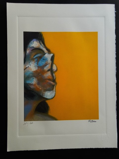 FRANCIS BACON, PLATE SIGNED AND HAND NUMBERED: Francis Bacon, lithograph offset, hand numbered and plate signed, stamp dry limited edition bottom right 38.5CMX28.5CM,ARCHES FRANCE, FRAME NOT INCLUDED, EDITION: C&S 2013. Shipping and removal of goo