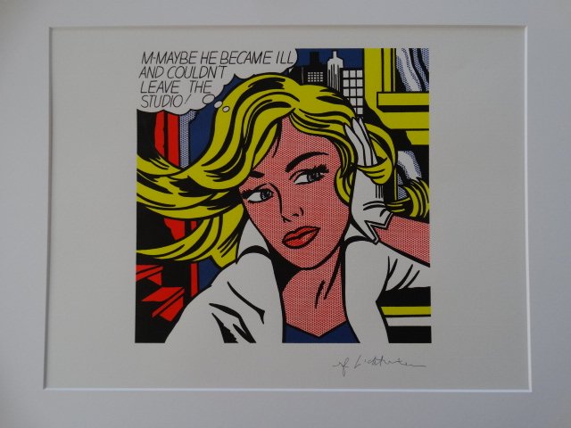 ROY LICHTENSTEIN, LITHOGRAPH, PLATE SIGNED: ROY LICHTENSTEIN, LITHOGRAPH, PLATE SIGNED GRANO-LITHOGRAPH.FROM :1981/1986.PENCIL NUMBERED ON LEFT SIDE / Motive Mounted professionally in acid-free passe-partout (matted for easy framing) 40 x 50 cm