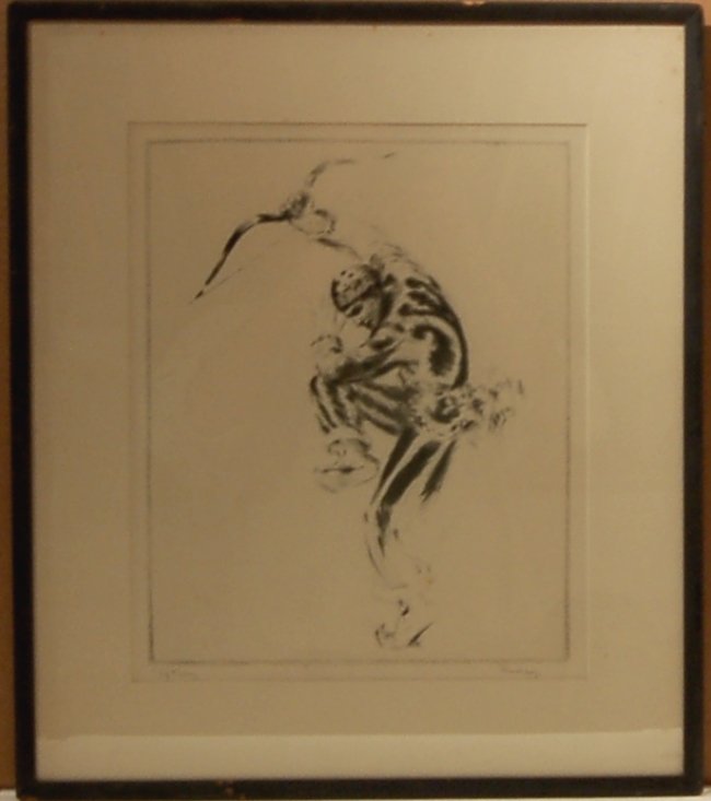 Troy Kinney, (1871-1938, American): Adolph Boljmas, Prince Igor, circa 1910. Drypoint etching on paper, signed and inscribed, Personal Copy in pencil. The size is 9.75x12 in. Framed size is 18.5x16 in.