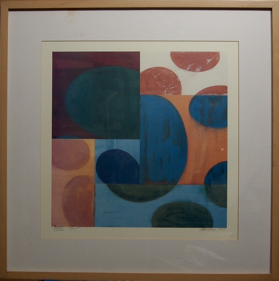 Charles Arnoldi (Born 1946), American. Color Off set: Untitled, Off set lithograph, signed, dated 2001 and numbered XXVIII 80/115 in pencil. Size is 17"x17". This artwork is framed.