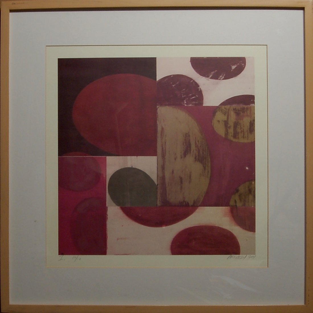 Charles Arnoldi (Born 1946), American. Color Off set: Untitled, Off set lithograph, signed, dated 2001 and numbered I 10/10 in pencil. Size is 17"x17". This artwork is framed.
