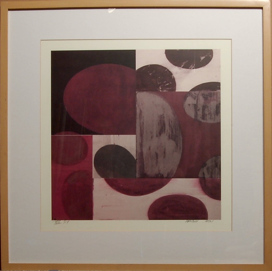 Charles Arnoldi (Born 1946), American. Color Off set: Untitled, Off set lithograph, signed, dated 2001 and numbered in pencil. Size is 17"x17". This artwork is framed.