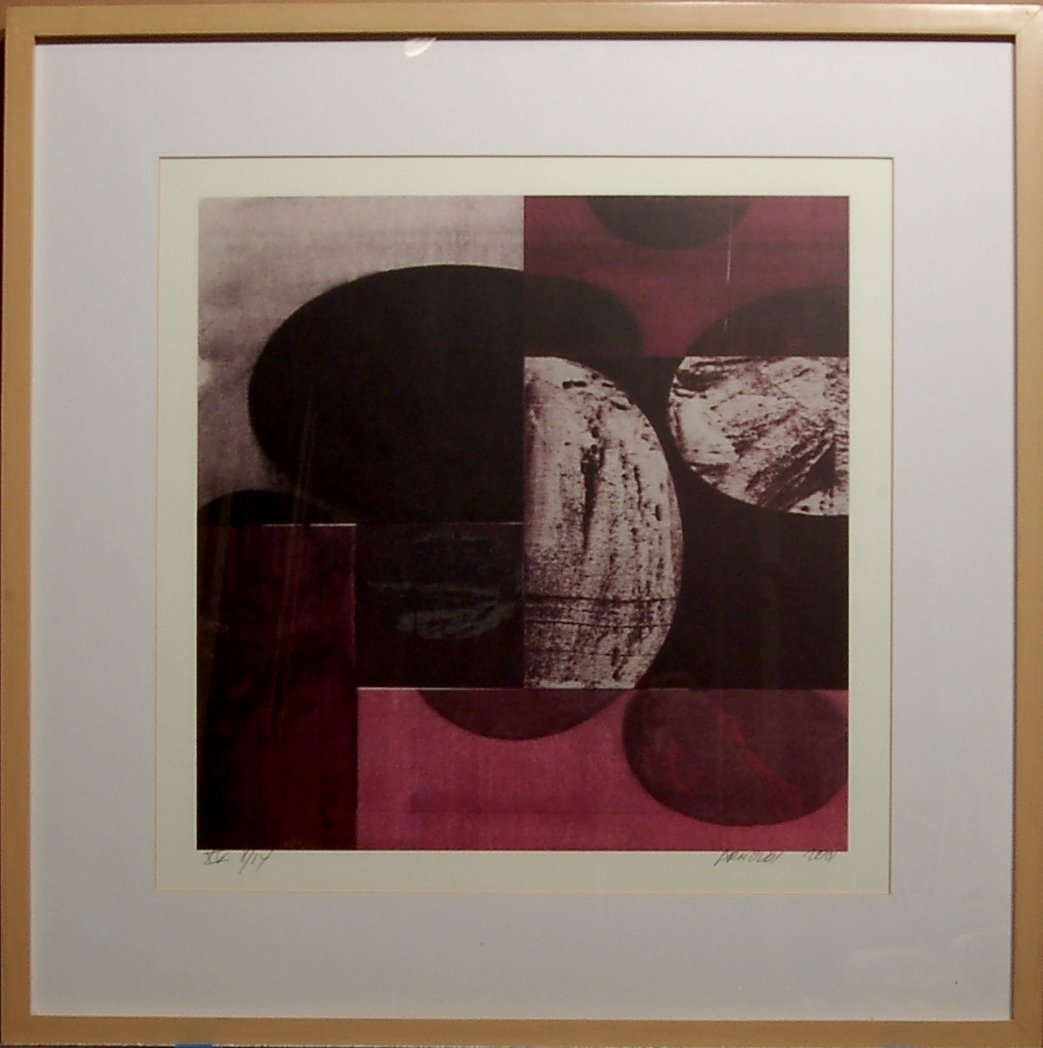 Charles Arnoldi (Born 1946), American. Color Off set: Untitled, Off set lithograph, signed, dated 2001 and numbered VI 5/6 in pencil. Size is 17"x17". Framed.