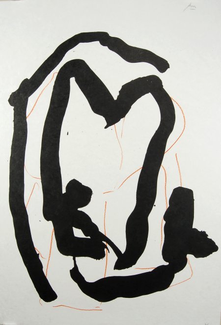 Robert Motherwell, (1915-1991) American.: Robert Motherwell, (1915-1991) American. Beau Geste For Lucrece, 1989. Lithograph on Japan paper, signed and numbered from the edition of100 in pencil. The size is 18 1/4x13 3/4 in on 22x15 in. Publis