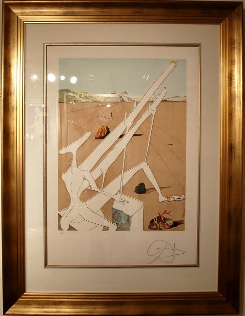 Salvador Dali, (1904-1989, Spanish): Salvador Dali, (1904-1989, Spanish) Dali Martian Muni d' un Double Microscope Holoelectronique, 1974. Etching with embossing and color lithograph, signed and inscribed E.A in pencil, published by Jean