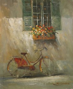 ORIGINAL OIL GARDEN / GARDEN DOORS&GATES..L.E ROUSSO: HAND SIGNED ORIGINAL OIL CANVAS..GARDEN / GARDEN DOORS&GATES..L.E ROUSSO ..12X16