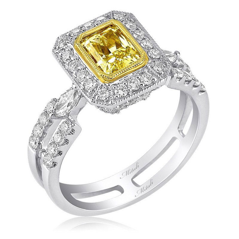 MITALI...18K TWO TONE GOLD 5.7 GRAM 1CT DIAMOND VS1: 18K TWO TONE GOLD 5.7 GRAM 1CT DIAMOND VS1 Intense Yellow 0.79ct VS1-SI1 G-H ROUND . Metal: GOLD. Metal Stamp: 18 Metal Weight: 5.7 Metal Color: TWO TONE. Primary Stone: DIAMOND. Primary Stone Weight: