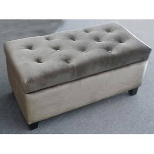 VELVET BENCH W/ STORAGE: VELVET BENCH W/ STORAGE DIMENSIONS: 36L X 18D X 17H