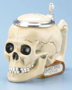 SKULL ON BOOK STEIN