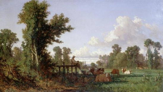 WOODED LANDSCAPE … JEAN FRANCOIS MILLET: Jean Francois Millet - Wooded Landscape - 30 X 17 In. - This Giclée Print Is Gallery Stretched And Ready To Hang Or Lean Against A Wall, Or Display On An Easel. - A Giclée Print Is The Highest