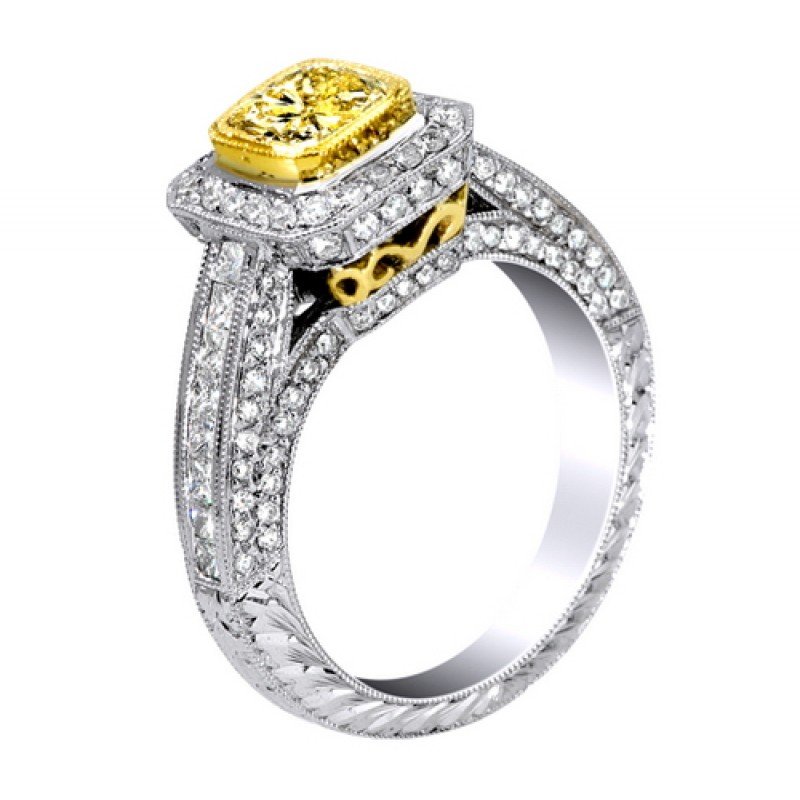 18K TWO TONE GOLD 8.3 GRAM 1CT DIAMOND FANCY YELLOW: 18K TWO TONE GOLD 8.3 GRAM 1CT DIAMOND Fancy Yellow 1.5ct VS1-VS2 G-H ROUND . Metal: GOLD. Metal Stamp: 18 Metal Weight: 8.3 Metal Color: TWO TONE. Primary Stone: DIAMOND. Primary Stone Weight: 1. Pri