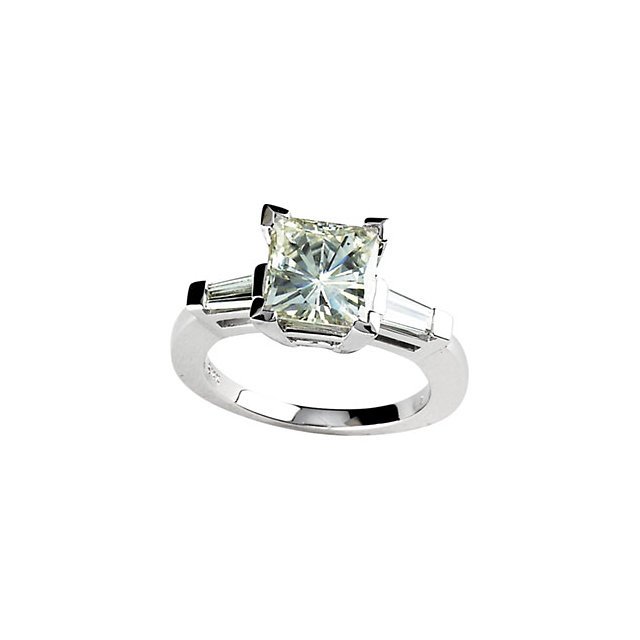 CREATED MOISSANITE AND DIAMOND ENGAGEMENT RING: Created Moissanite and Diamond Engagement Ring…./ 14Kw / 08.00 Mm=3 Ct/ 1/2 Cttw / P / Created Mois & Dia Eng Ring Weight: 3.87DWT GramWeight: 6.02 Ring Size: 6