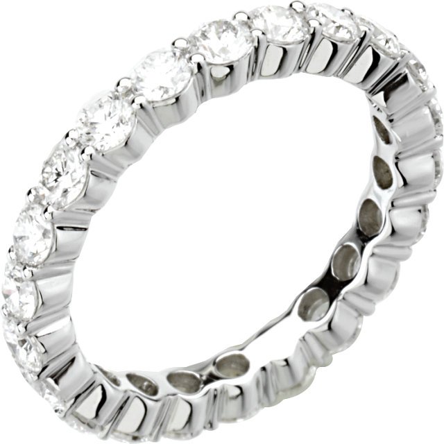 18KT WHITE 2 1/6 CTW DIAMOND ETERNITY BAND SIZE 5: 18kt White 2 1/6 CTW Diamond Eternity Band Size 5…./ 18Kt White / 2 1/6 Ct Tw Size 05.00 / Polished / Bridal Eternity Band Weight: 2.332DWT GramWeight: 3.63 Ring Size: 5
