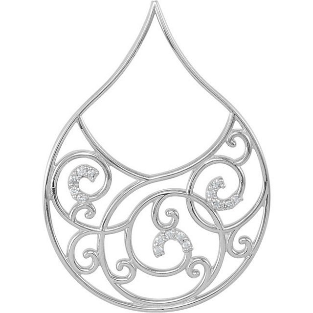 STERLING SILVER 1/6 CTW DIAMOND PENDANT: Sterling Silver 1/6 CTW Diamond Pendant…./ Sterling Silver / Pendant Only / Polished / 1/6 Ct Tw Dia Pend Or Necklace Weight: 3.621DWT GramWeight: 5.63