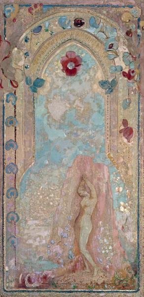 NUDE WOMAN NEAR LAKE…ODILON REDON: Odilon Redon - Nude Woman Near Lake - 19 1/2 X 40 In. - This Giclée On Canvas Is Gallery Stretched And Ready To Hang