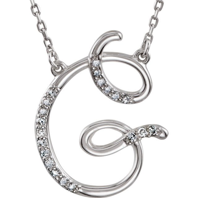 DIAMOND INITIAL NECKLACE: Diamond Initial Necklace …./ Sterling Silver / G 1/10 Ct Tw / Polished / Diamond Necklace Weight: 1.5303DWT GramWeight: 2.38