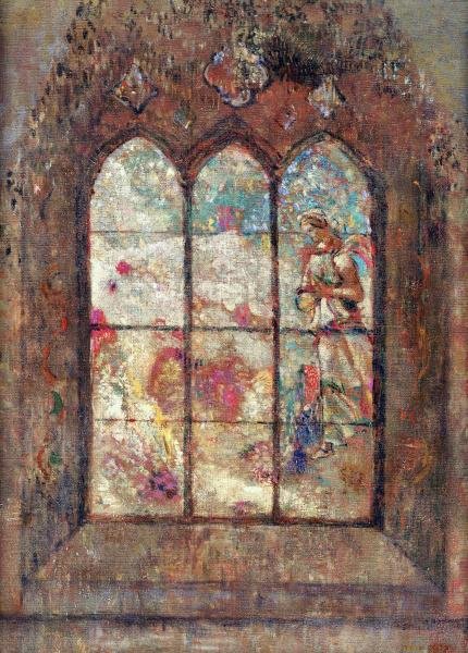 THE STAINED GLASS WINDOW…ODILON REDON: Odilon Redon - The Stained Glass Window - 28 3/4 X 40 In. - This Giclée On Canvas Is Gallery Stretched And Ready To Hang