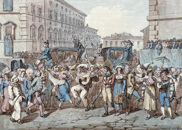 CARNEVALE A ROMA…BARTOLOMEO PINELLI: Bartolomeo Pinelli - Carnevale A Roma - 40 X 28 5/8 In. - This Giclée On Canvas Is Gallery Stretched And Ready To Hang