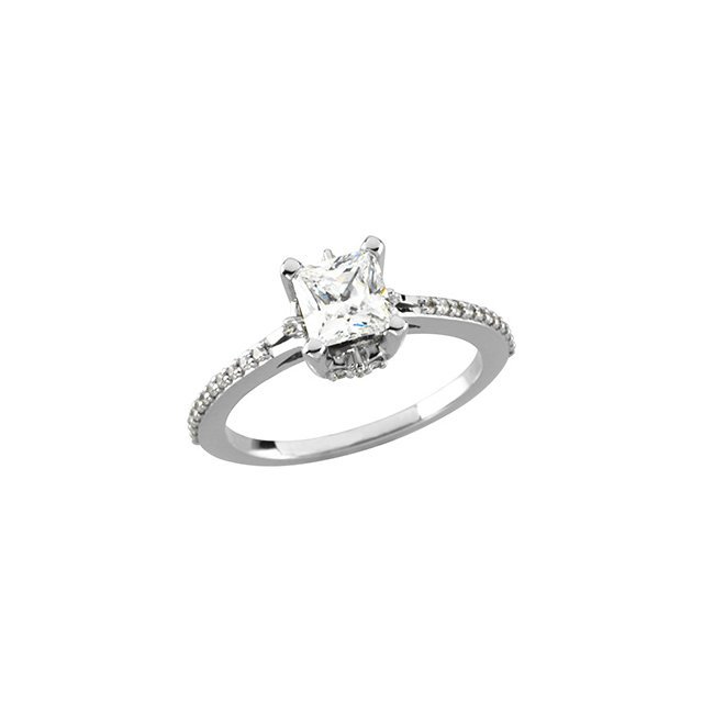 14KT WHITE 1/8 CTW DIAMOND BAND FOR 6X6 ENGAGEMENT: 14kt White 1/8 CTW Diamond Band for 6X6 Engagement -- 14Kt White -- Band -- Complete With Stone -- Si2-Si3 -- Round -- 01.00 Mm -- Diamond -- Polished -- 1/8 Ct Tw Band For 6X6 Mm Weight: 1.08DWT Gram