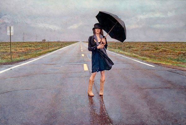 Steve Hanks - The Road Less Traveled: Steve Hanks - The Road Less Traveled - Hand Signed - Limited Edition Print - Image Size: 24"w X 16 1/4"h. Limited Edition Of: 150 - i Find Those Straight, Long Roads That Transverse The Barrenness Of