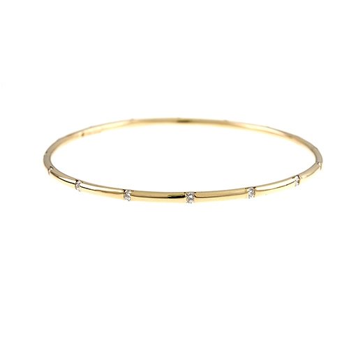 18KT Yellow Bangle With Diamonds: 18KT Yellow Bangle With Diamonds -- Color: Yellow Type desc: High Polish, Slip-On Total Diamond Weight: 1.02 CT