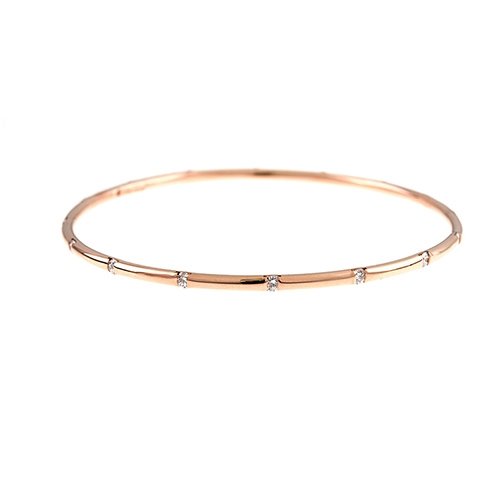 18KT Pink Bangle With Diamond: 18KT Pink Bangle With Diamond -- Color: Pink Type desc: High Polish, Slip-On Total Diamond Weight: 1.02 CT