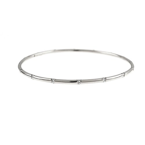 18KT White Bangle With Diamond: 18KT White Bangle With Diamond -- Color: White Type desc: High Polish, Slip-On Total Diamond Weight: 1.02 CT