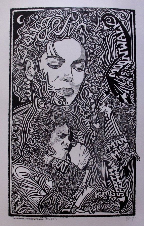 Michael Jackson King Of Pop Hand Signed Posterography: Rare Limited Edition Michael Jackson Art Piece. Hand Signed By The Artist Ben G. The Picture Can Not Capture The Spectacular Psychedelic Look And Feel Of These. It Pops Right Out At You And There Is S